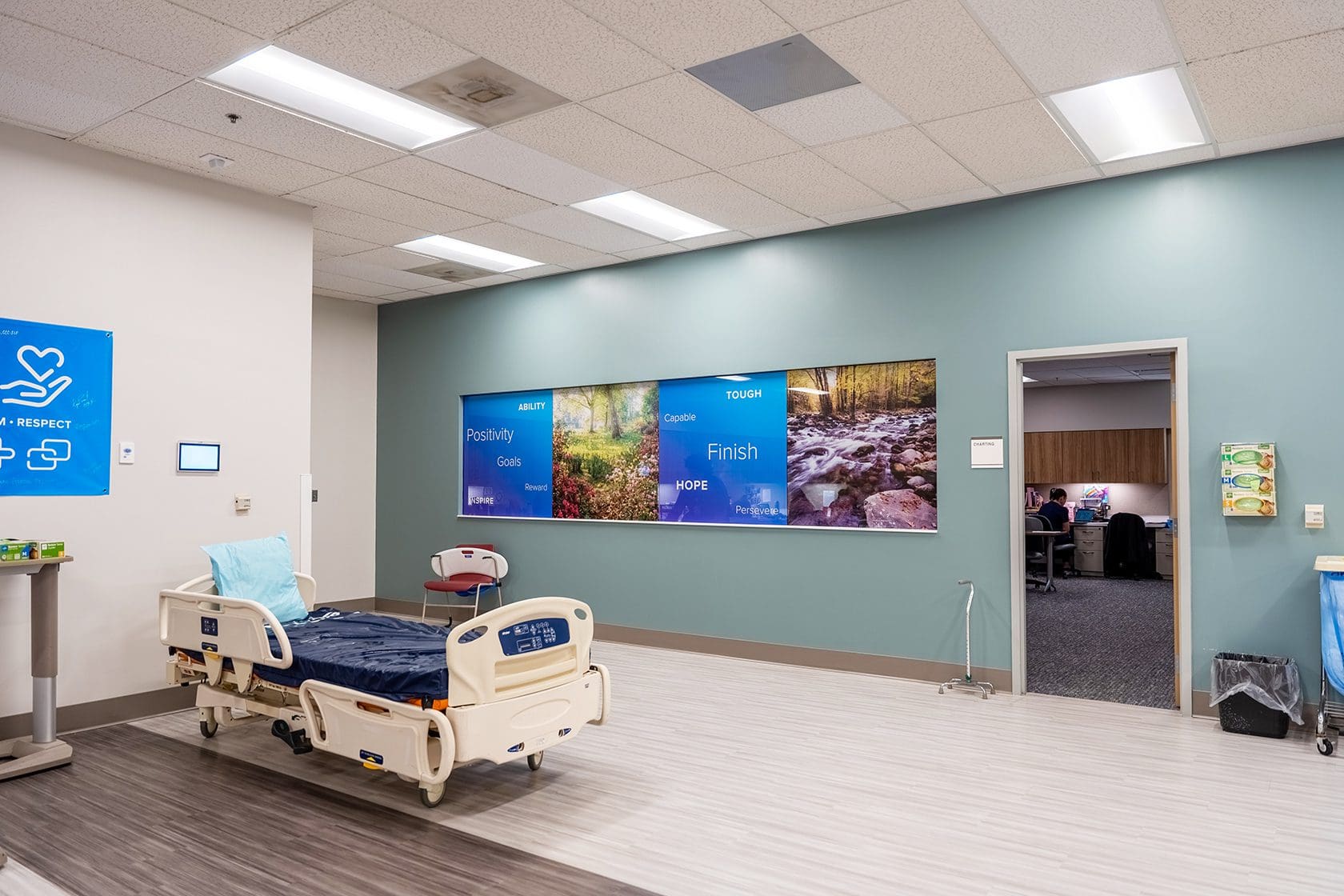 Samet Corporation team working on the Encompass Health Gym construction project, showcasing the development of the gym's interior space.