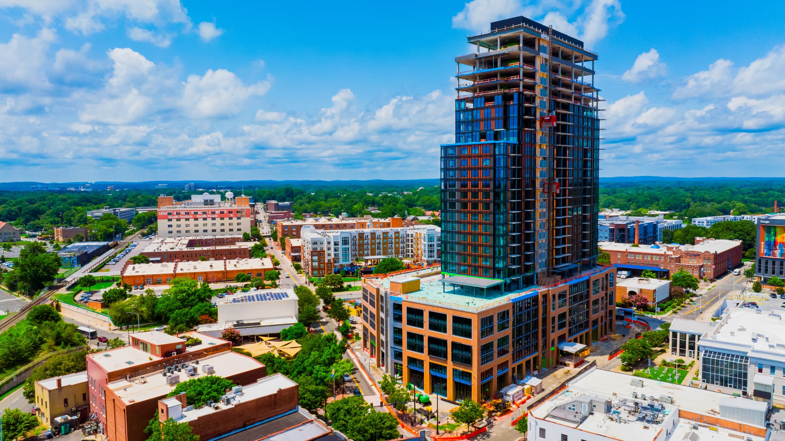 Progress shot of the Novus project on July 4th, highlighting construction activity and development at Samet Corporation site