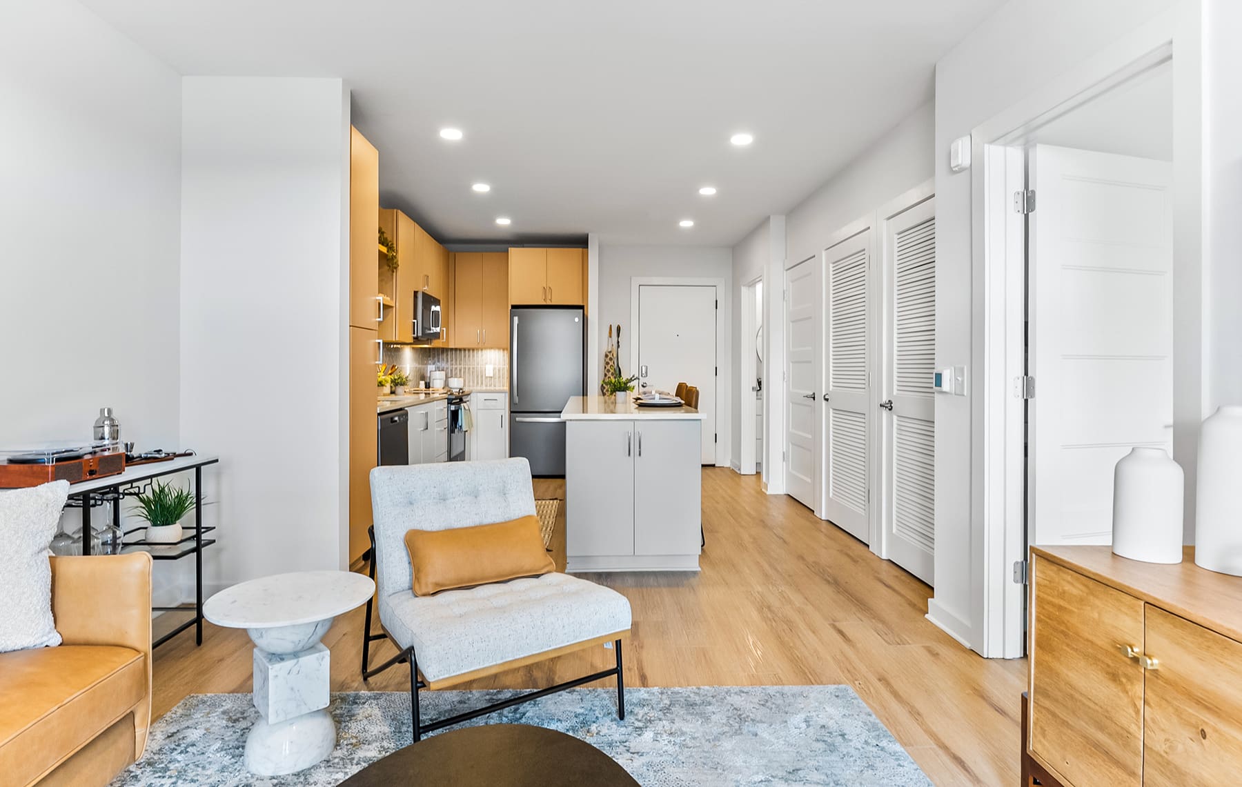 Modern apartment interior at Hawkins Press apartments in Charlotte