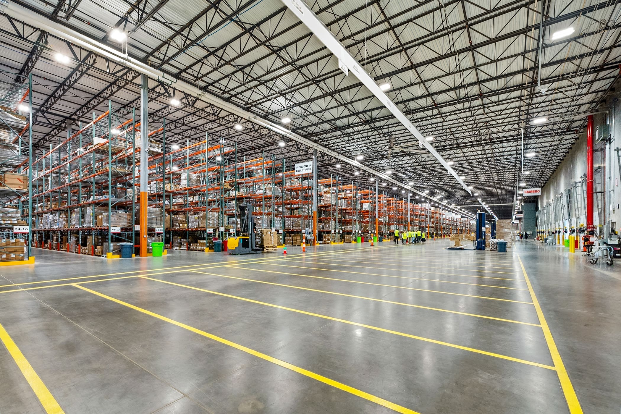 Expansive distribution warehouse with polished concrete floors